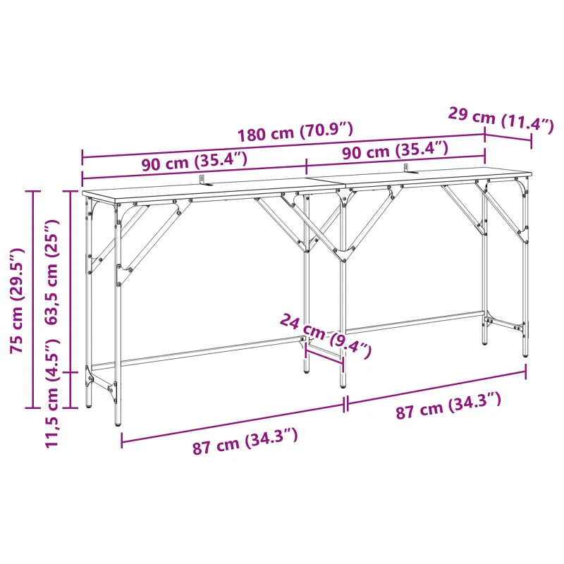 Konsolinis stalas Amatininkų ąžuolas 180 x 30 x 75 cm