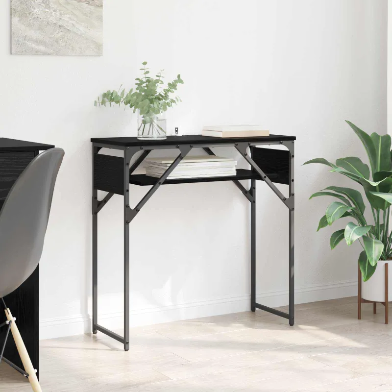 KonsolinisStaliukas Juodas ąžuolas 75x30x75cm Apdirbta mediena