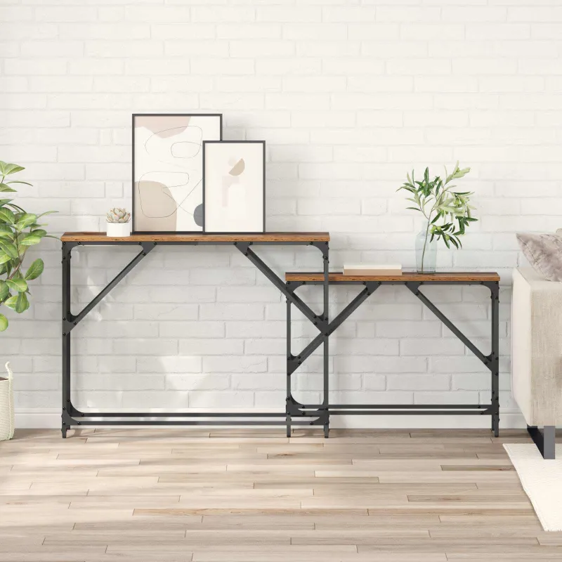 Konsolinis stalas 2 pcs Senovinis medis 100 x 28 x 75 cm