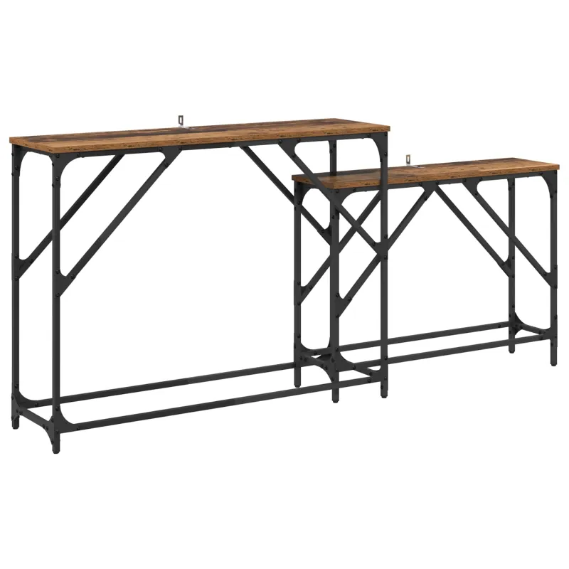 Konsolinis stalas 2 pcs Senovinis medis 100 x 28 x 75 cm