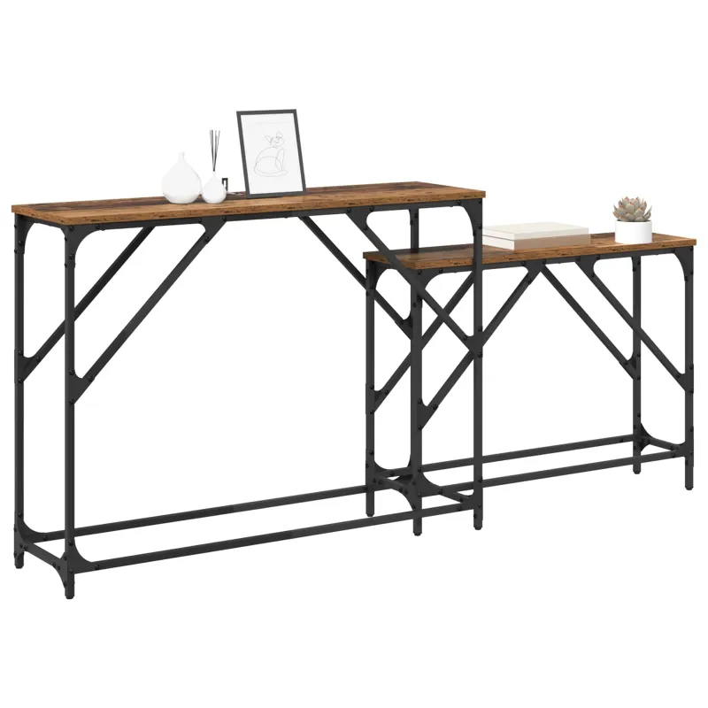 Konsolinis stalas 2 pcs Senovinis medis 100 x 28 x 75 cm