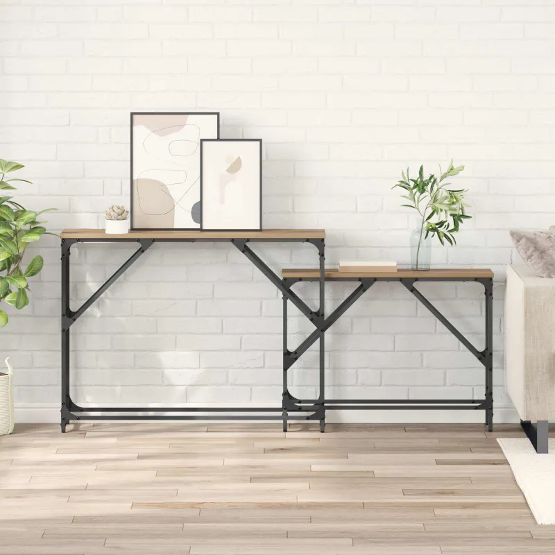 Konsolinis stalas 2 pcs Amatininkų ąžuolas 100 x 28 x 75 cm