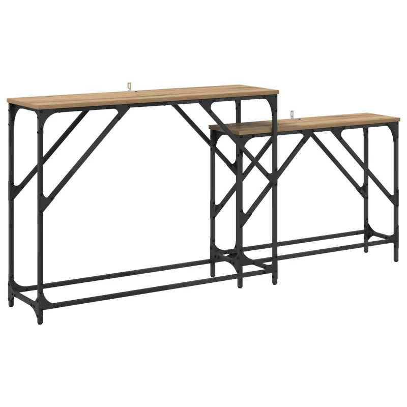 Konsolinis stalas 2 pcs Amatininkų ąžuolas 100 x 28 x 75 cm