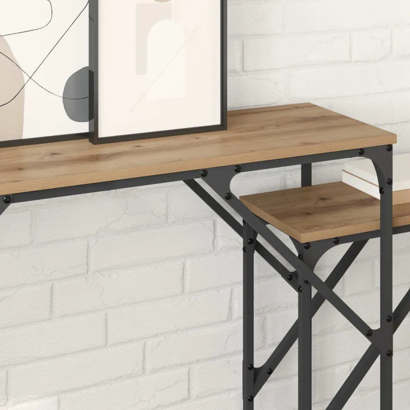Konsolinis stalas 2 pcs Amatininkų ąžuolas 100 x 28 x 75 cm
