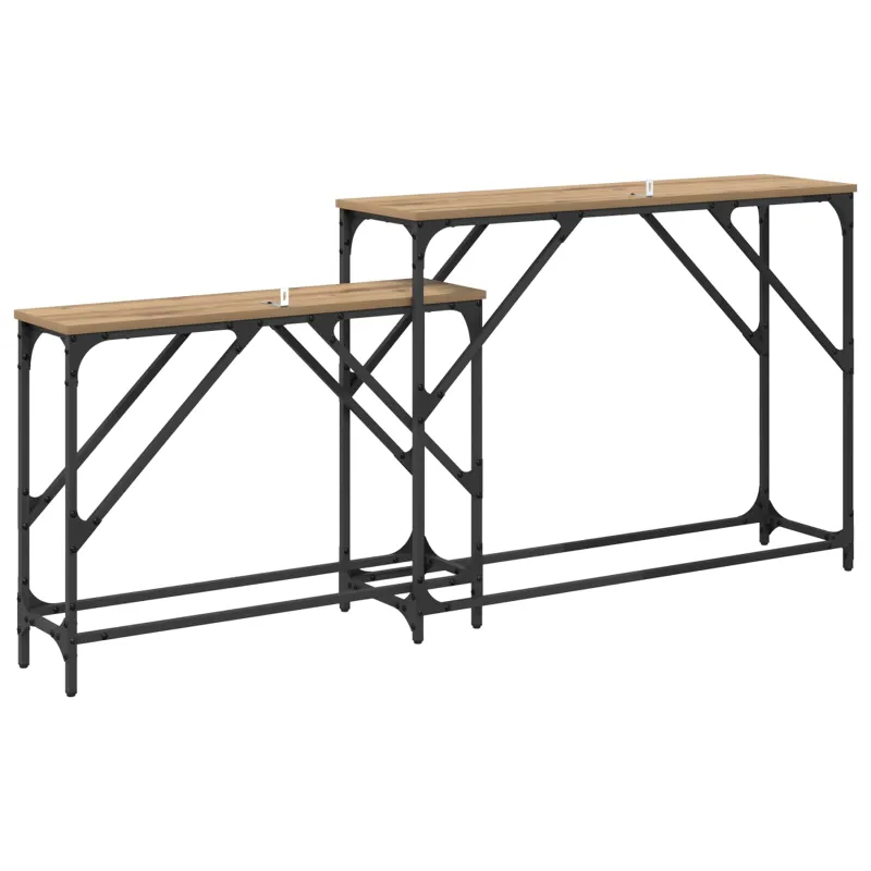 Konsolinis stalas 2 pcs Amatininkų ąžuolas 100 x 28 x 75 cm