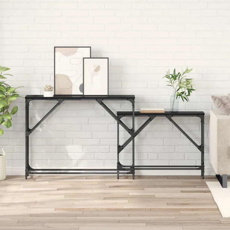 Konsolinis stalas 2 pcs Juodas ąžuolas 100 x 28 x 75 cm