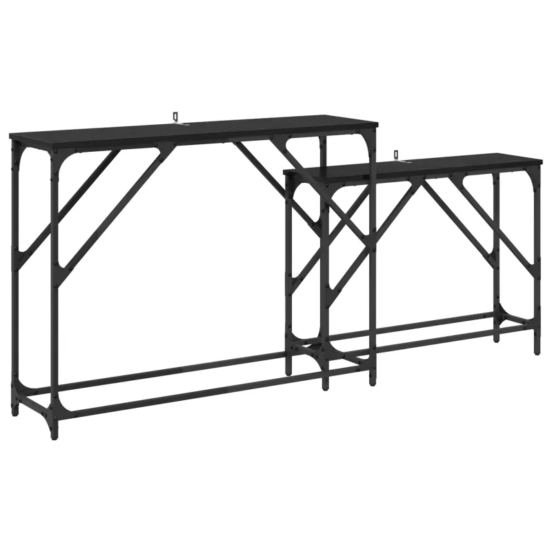 Konsolinis stalas 2 pcs Juodas ąžuolas 100 x 28 x 75 cm