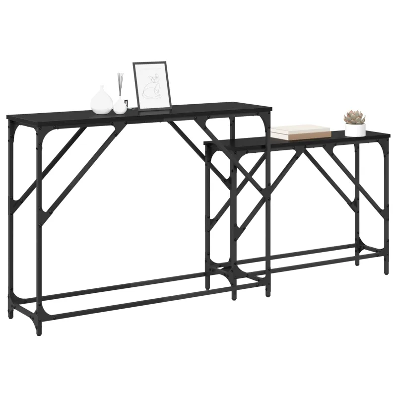 Konsolinis stalas 2 pcs Juodas ąžuolas 100 x 28 x 75 cm