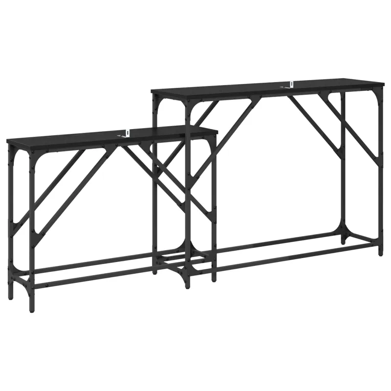 Konsolinis stalas 2 pcs Juodas ąžuolas 100 x 28 x 75 cm