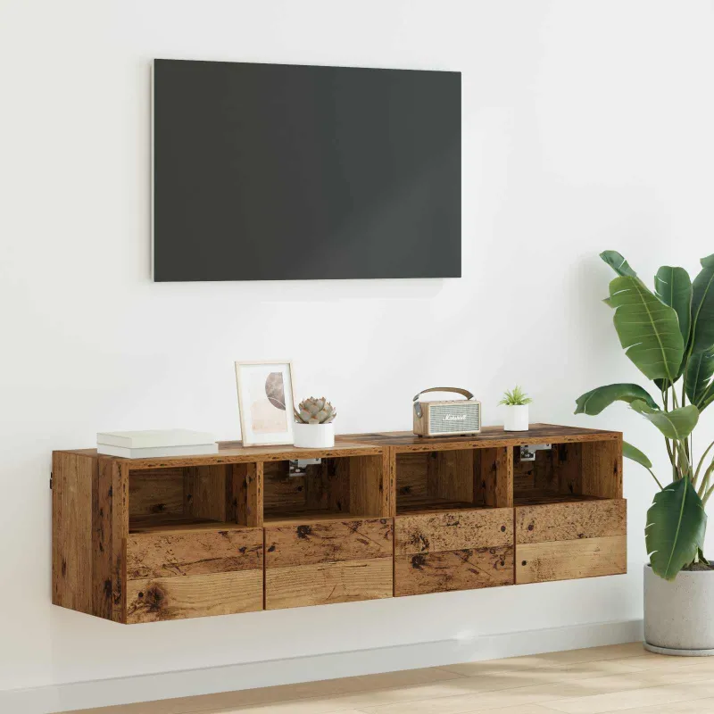 TV sieniniai spintelės 2 pcs Senovinis medis 60 x 30 x 30 cm