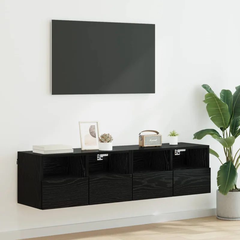 TV sieniniai spintelės 2 pcs Juodas ąžuolas 60 x 30 x 30 cm