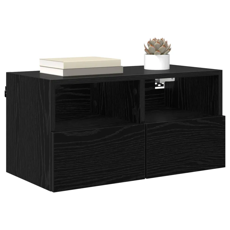 TV sieniniai spintelės 2 pcs Juodas ąžuolas 60 x 30 x 30 cm