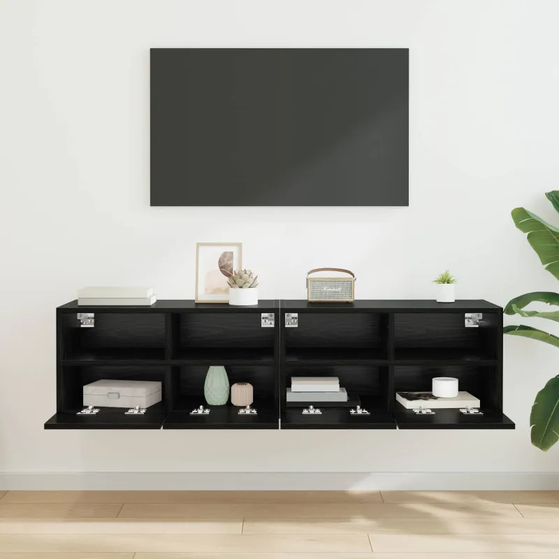 TV sieniniai spintelės 2 pcs Juodas ąžuolas 60 x 30 x 30 cm