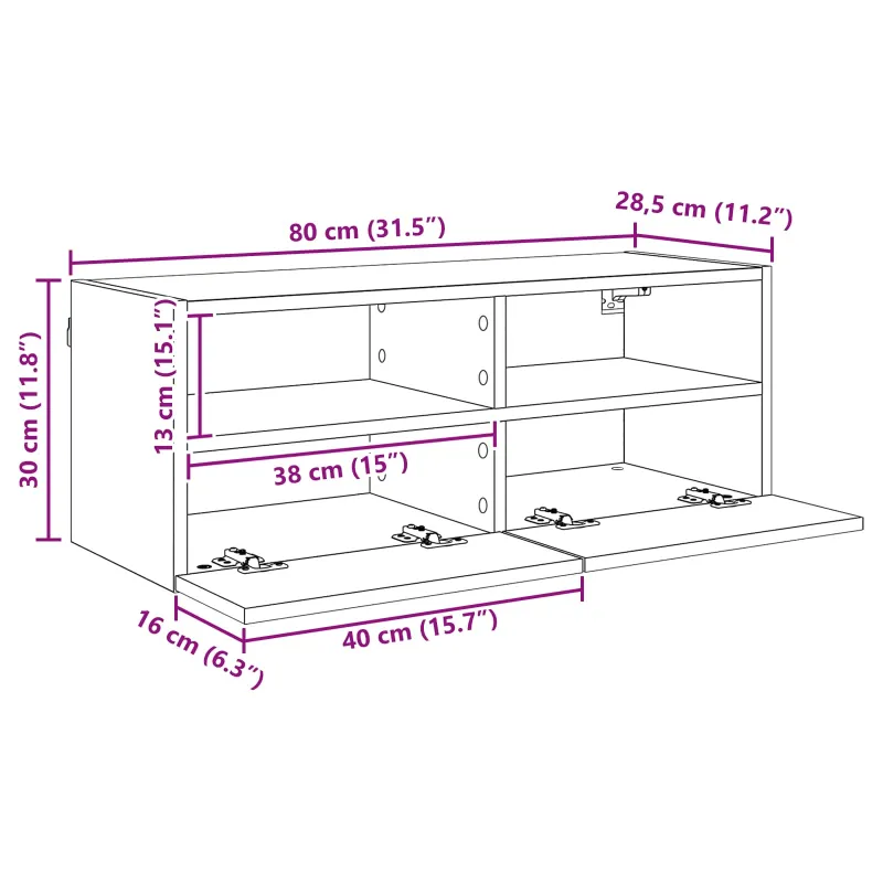 TV sieninė spintelė Senovinis medis 80 x 30 x 30 cm