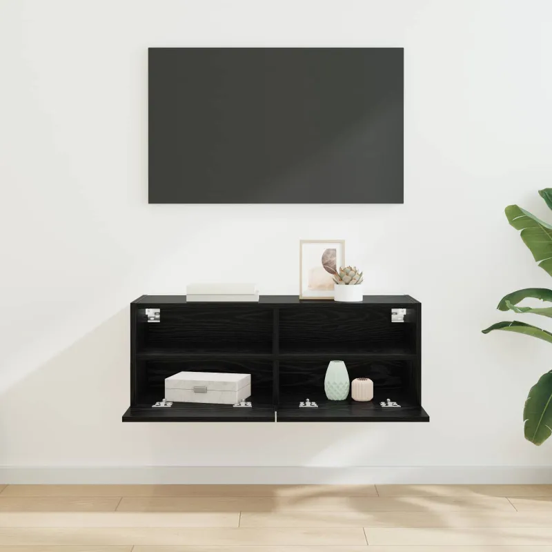 TV sieninė spintelė Juodas ąžuolas 80 x 30 x 30 cm