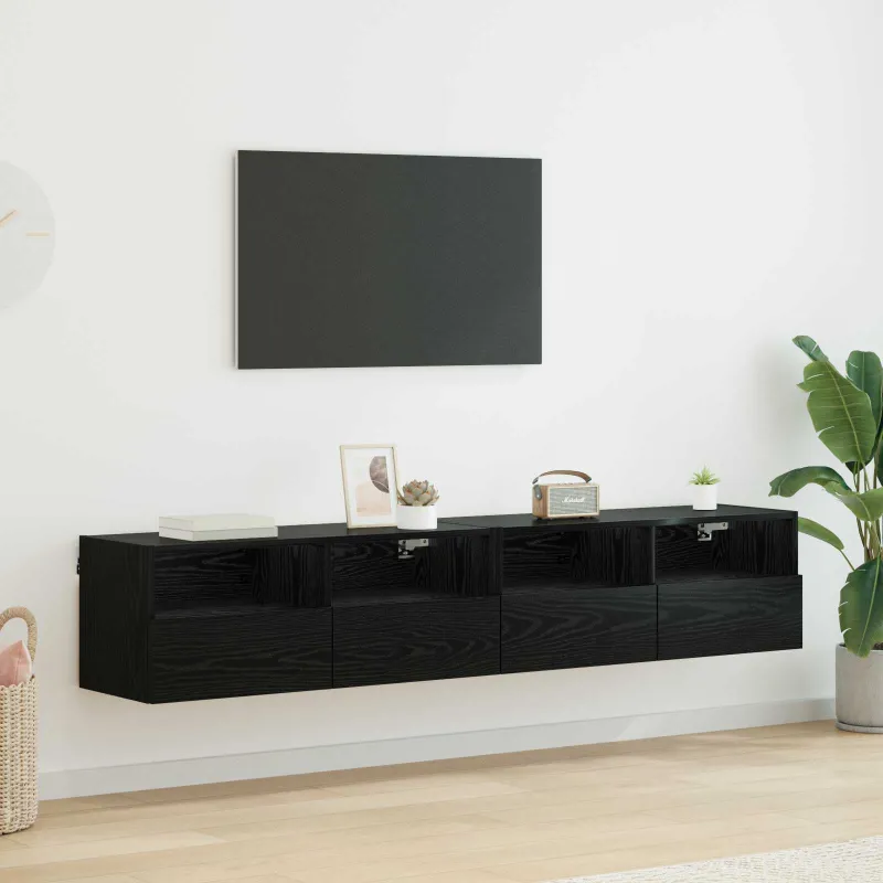 TV sieniniai spintelės 2 pcs Juodas ąžuolas 80 x 30 x 30 cm