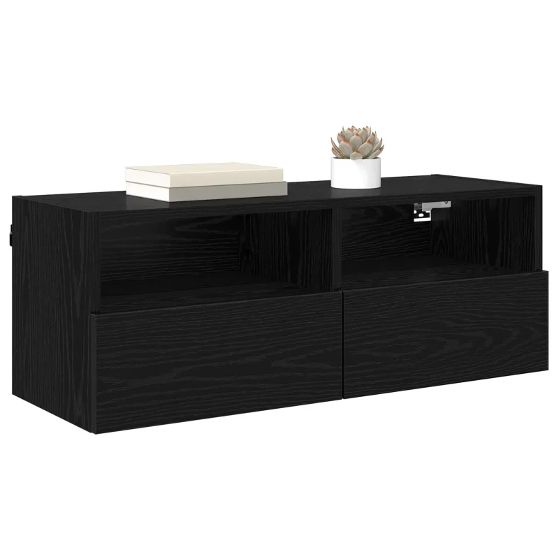 TV sieniniai spintelės 2 pcs Juodas ąžuolas 80 x 30 x 30 cm