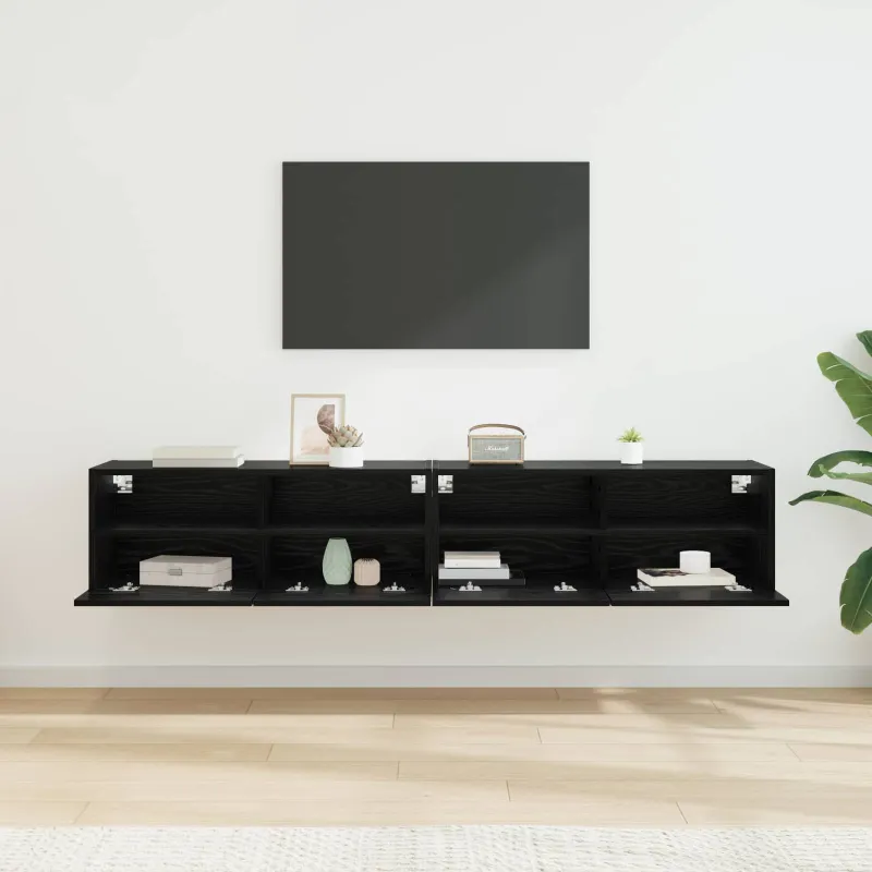 TV sieniniai spintelės 2 pcs Juodas ąžuolas 80 x 30 x 30 cm