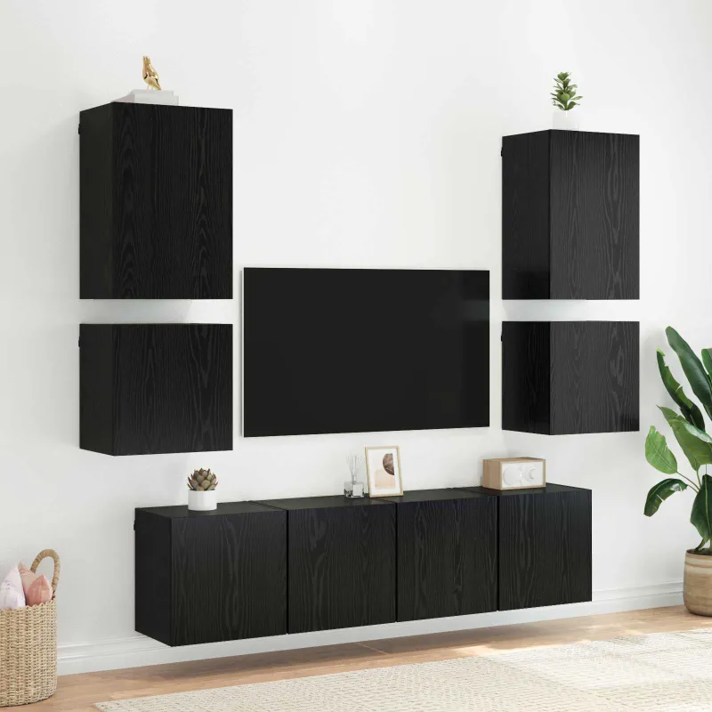 TV sieniniai spintelės 2 pcs Juodas ąžuolas 40,5x30x40cm