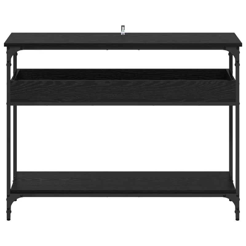Konsolinis stalas su lentyna juoda ąžuolo 100 x 29 x 75 cm