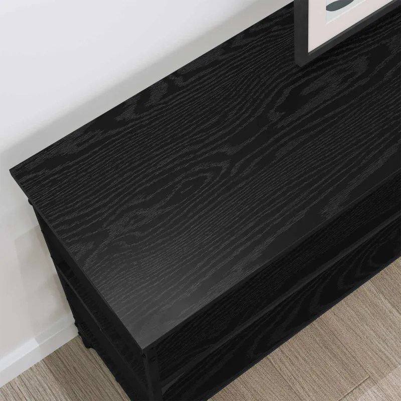 Konsolinis stalas su lentyna juoda ąžuolo 100 x 32 x 75 cm
