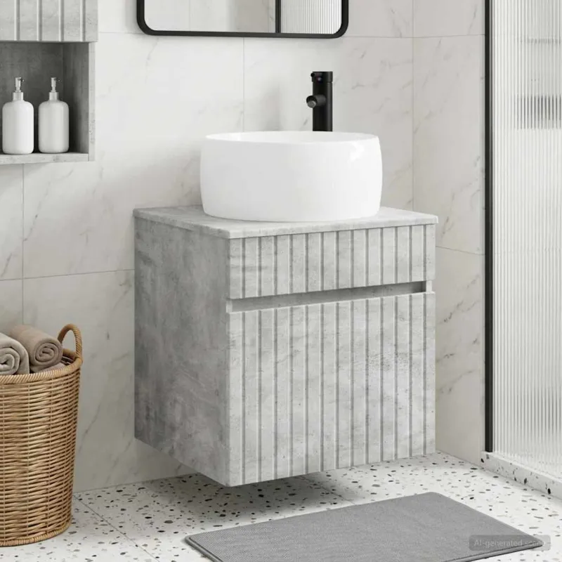Sieninis kriauklės vanitas Betono pilka 49 x 44,5 x 66 cm