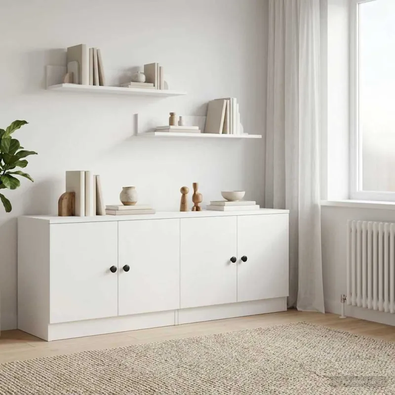 Lovos spintelė 2 pcs Balta 66 x 35 x 48 cm Apdirbta mediena