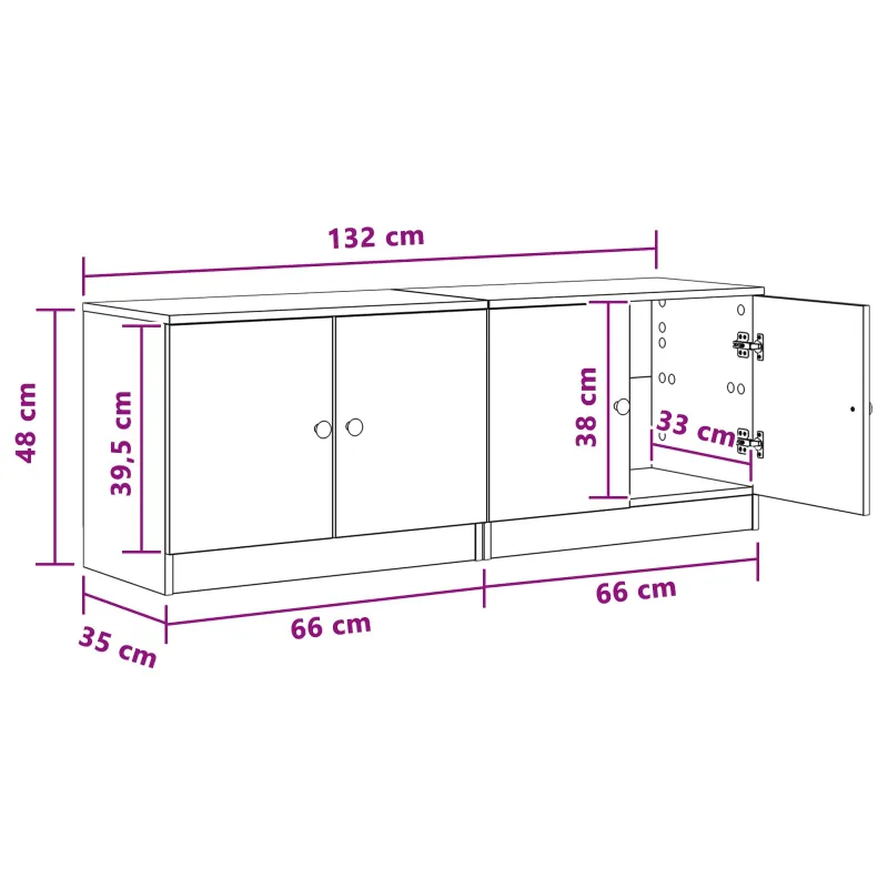 Lovos spintelė 2 pcs Balta 66 x 35 x 48 cm Apdirbta mediena