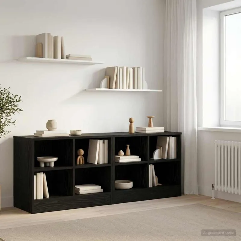 Lovos spintelė su lentyna 2 pcs Juodojo ąžuolo 66 x 33 x 48 cm