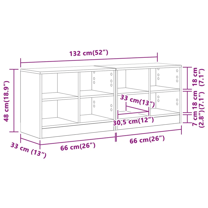 Lovos spintelė su lentyna 2 pcs Juodojo ąžuolo 66 x 33 x 48 cm