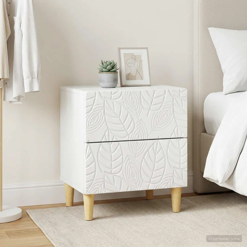 Naktinis staliukas 2 pcs Balta 43 x 34,5 x 48 cm