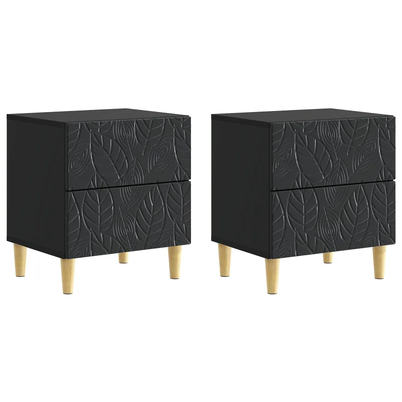 Naktinis staliukas 2 pcs Juoda 43 x 34,5 x 48 cm