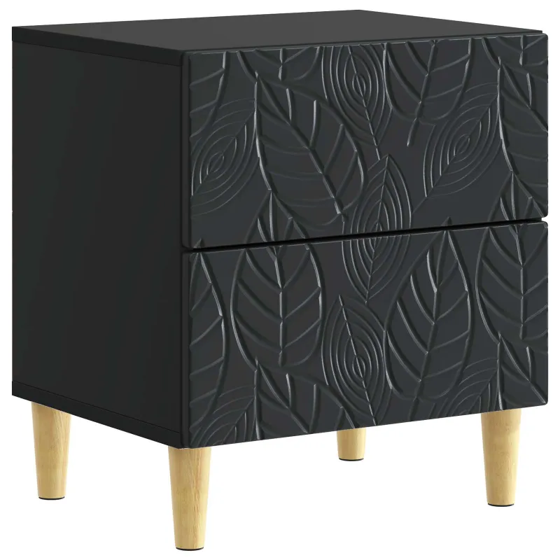 Naktinis staliukas 2 pcs Juoda 43 x 34,5 x 48 cm