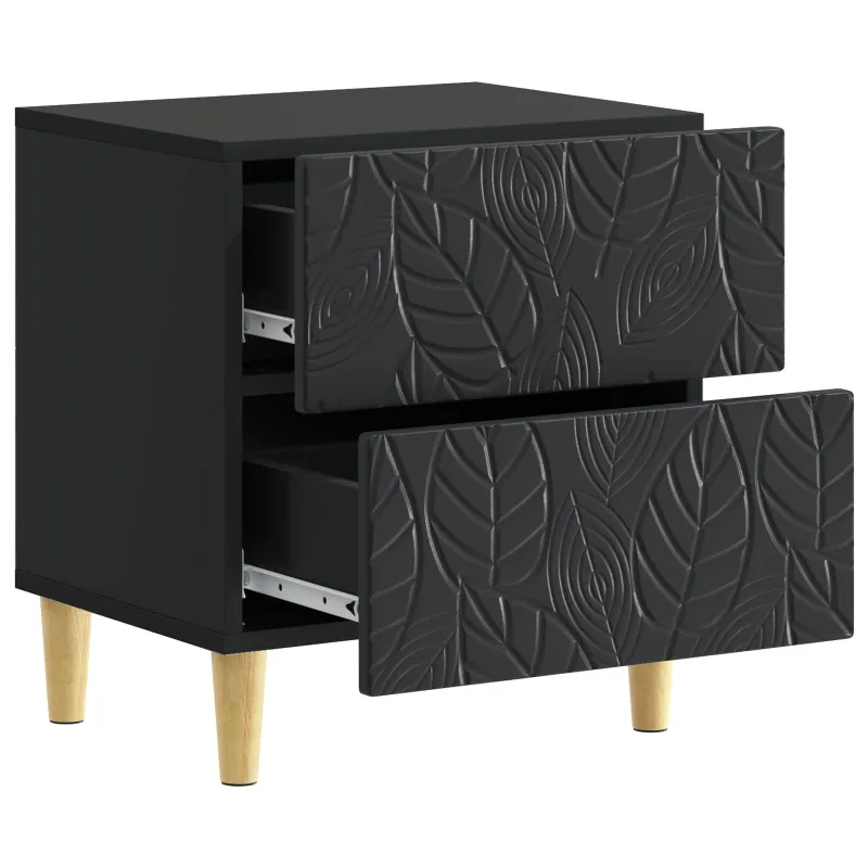 Naktinis staliukas 2 pcs Juoda 43 x 34,5 x 48 cm