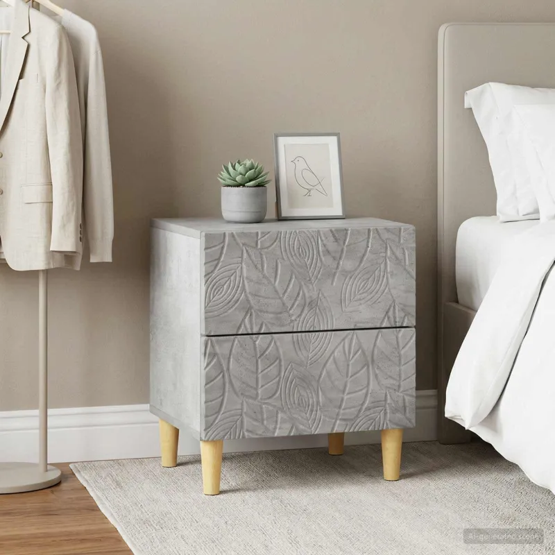 Naktinis staliukas 2 pcs Betono pilka 43 x 34,5 x 48 cm