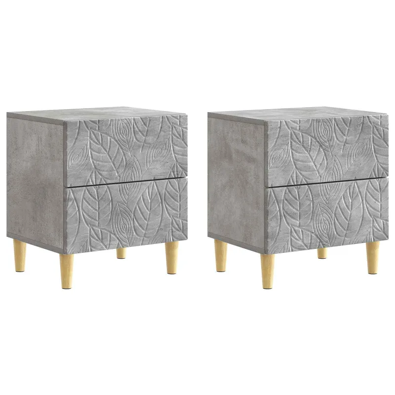 Naktinis staliukas 2 pcs Betono pilka 43 x 34,5 x 48 cm