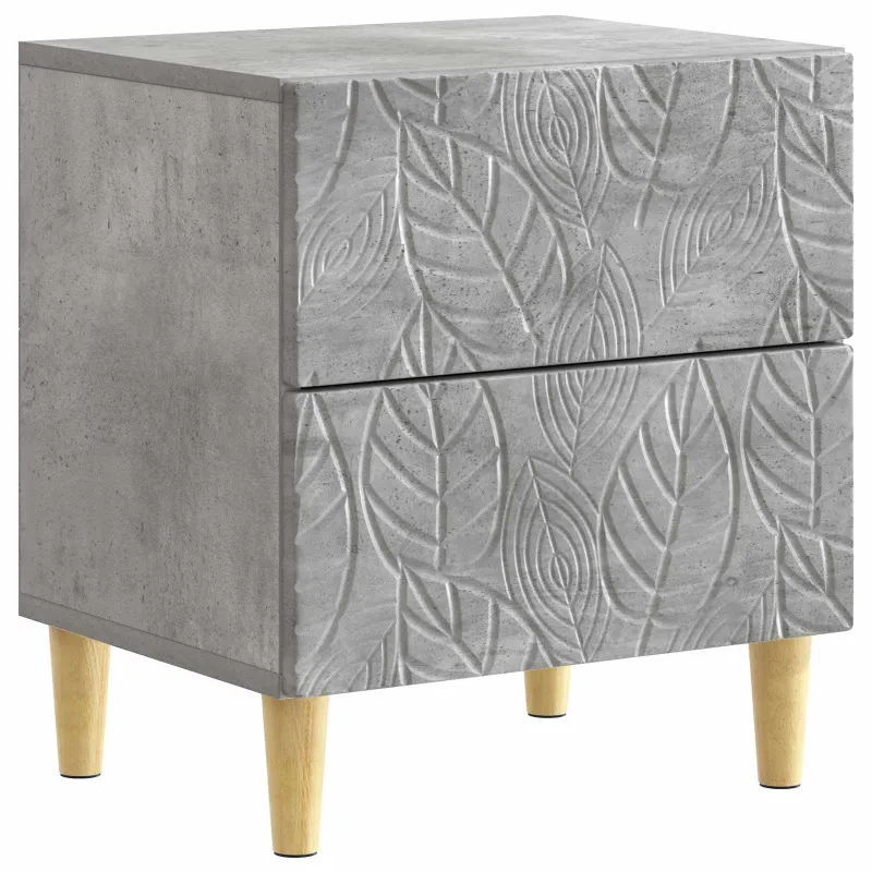 Naktinis staliukas 2 pcs Betono pilka 43 x 34,5 x 48 cm