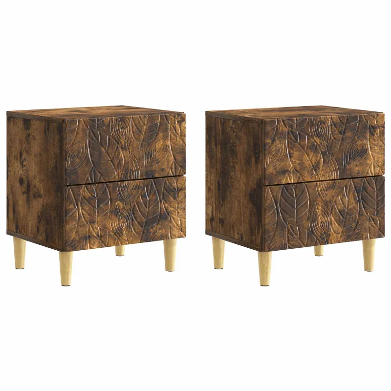 Naktinis staliukas 2 pcs Dūminio ąžuolo 43 x 34,5 x 48 cm