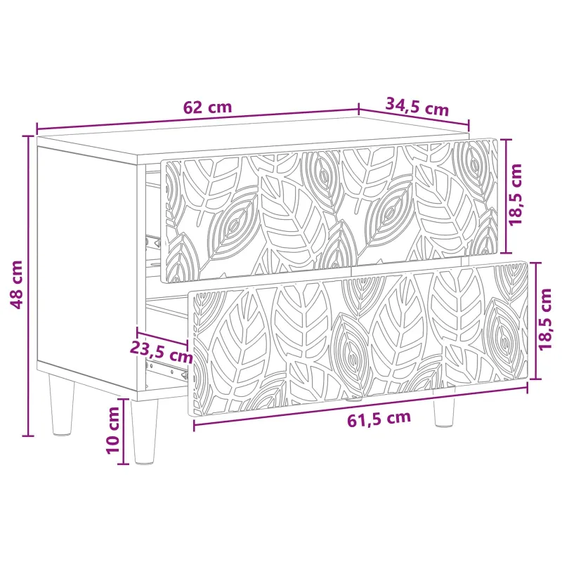Naktinis staliukas Balta 62 x 34,5 x 48 cm Apdirbta mediena