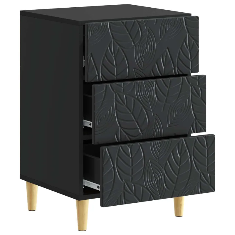 Naktinis staliukas Juoda 43 x 39,5 x 66,5 cm Apdirbta mediena