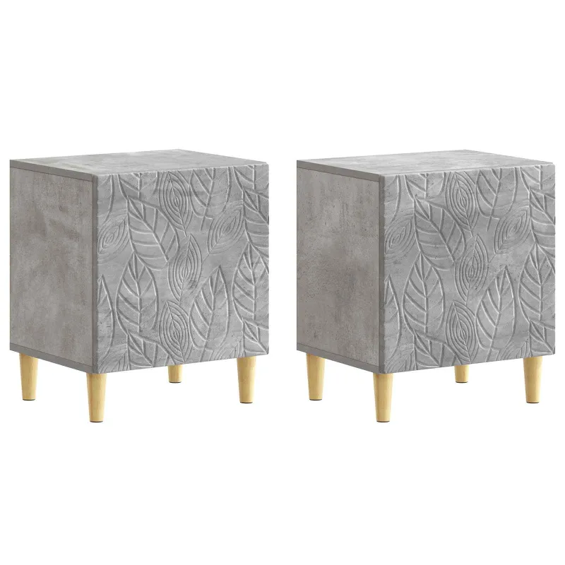 Naktinis staliukas 2 pcs Betono pilka 43 x 34,5 x 50 cm