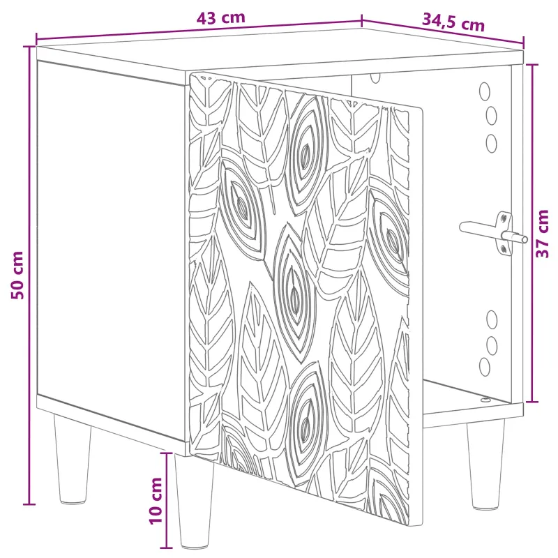 Naktinis staliukas 2 pcs Dūminio ąžuolo 43 x 34,5 x 50 cm