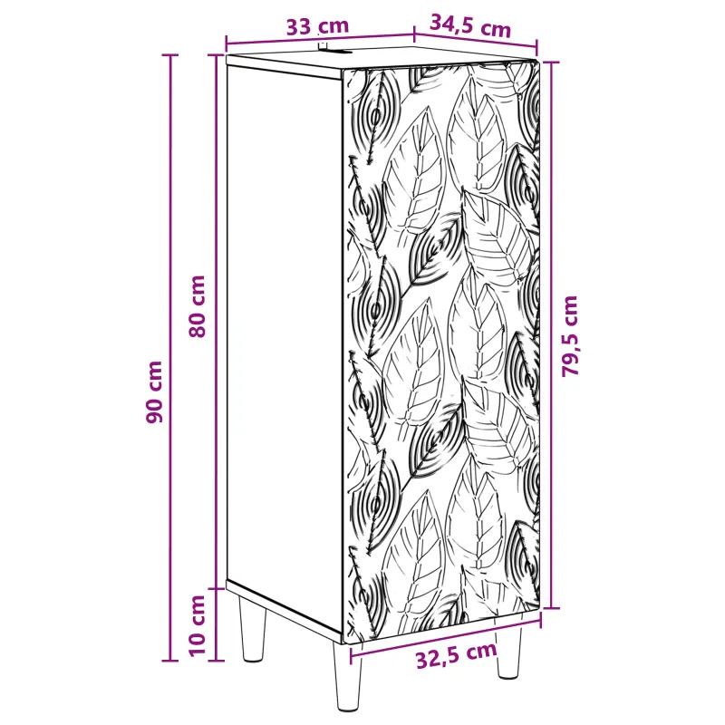 Kabalas Itin blizgi balta 33 x 34,5 x 90 cm Apdirbta mediena