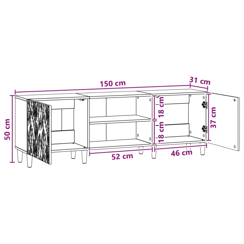 Televizoriaus spintelė 150 x 31 x 50 cm Sendintos medienos