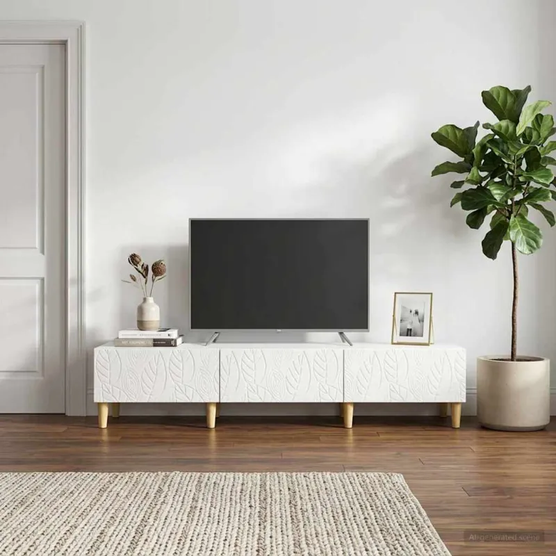 Televizoriaus spintelė 147 x 34,5 x 30 cm Itin blizgi balta