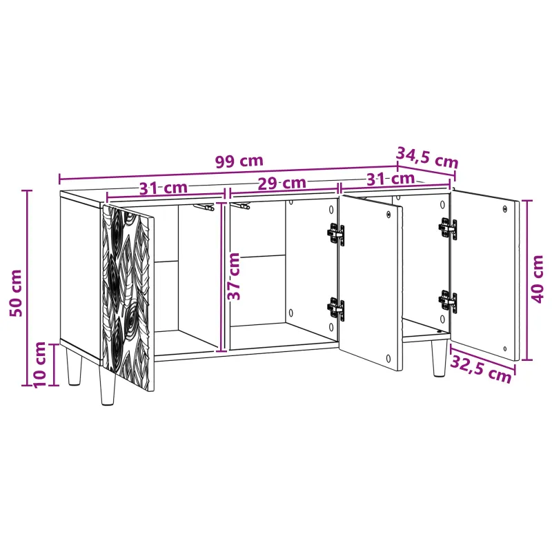 Televizoriaus spintelė 99 x 34,5 x 50 cm Pilka Sonoma