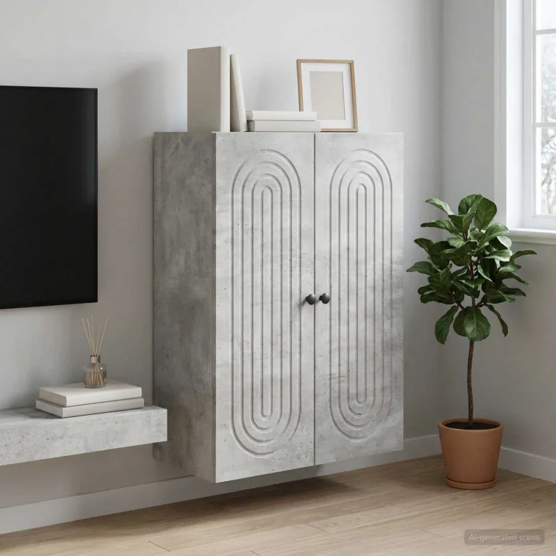 Prie sienos montuojama spinta Betono pilka 66 x 34,5 x 90 cm