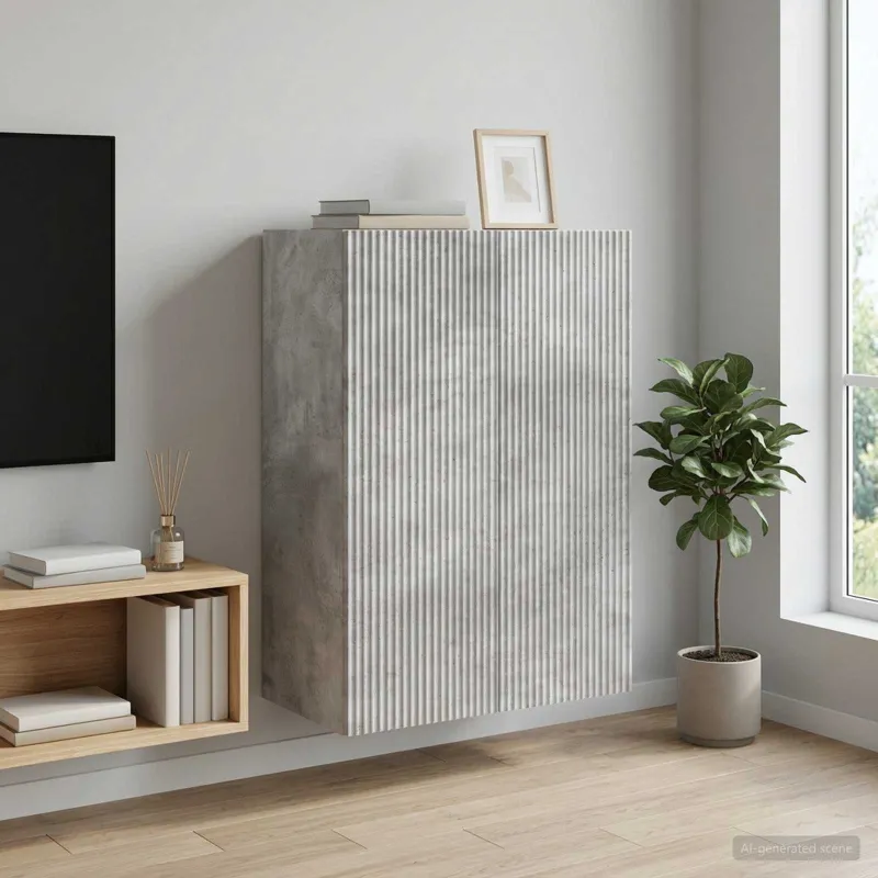 Prie sienos montuojama spinta Betono pilka 66 x 34,5 x 90 cm