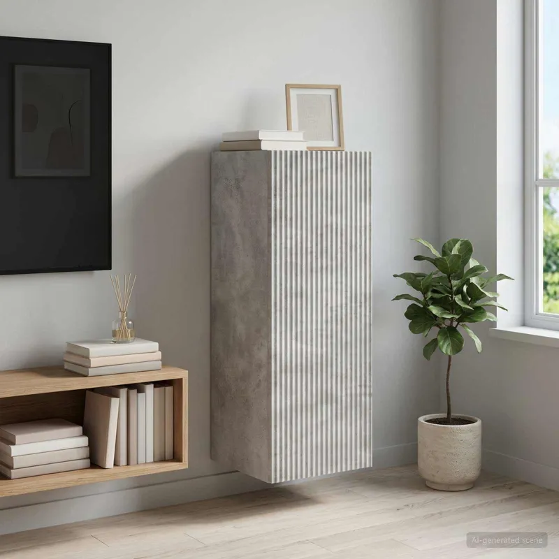 Prie sienos montuojama spinta Betono pilka 33 x 34,5 x 90 cm