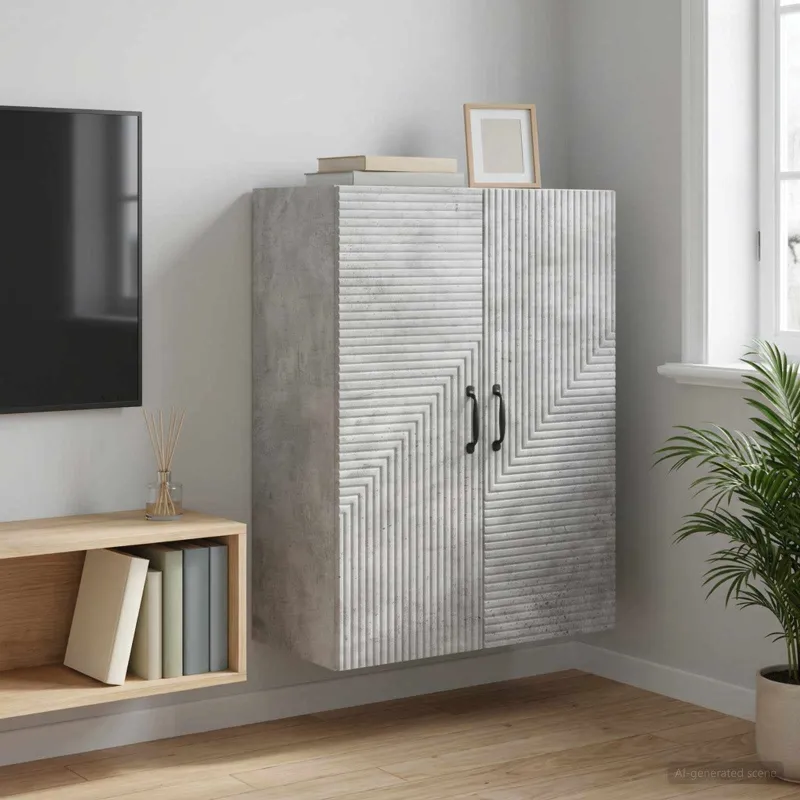 Prie sienos montuojama spinta Betono pilka 66 x 34,5 x 90 cm
